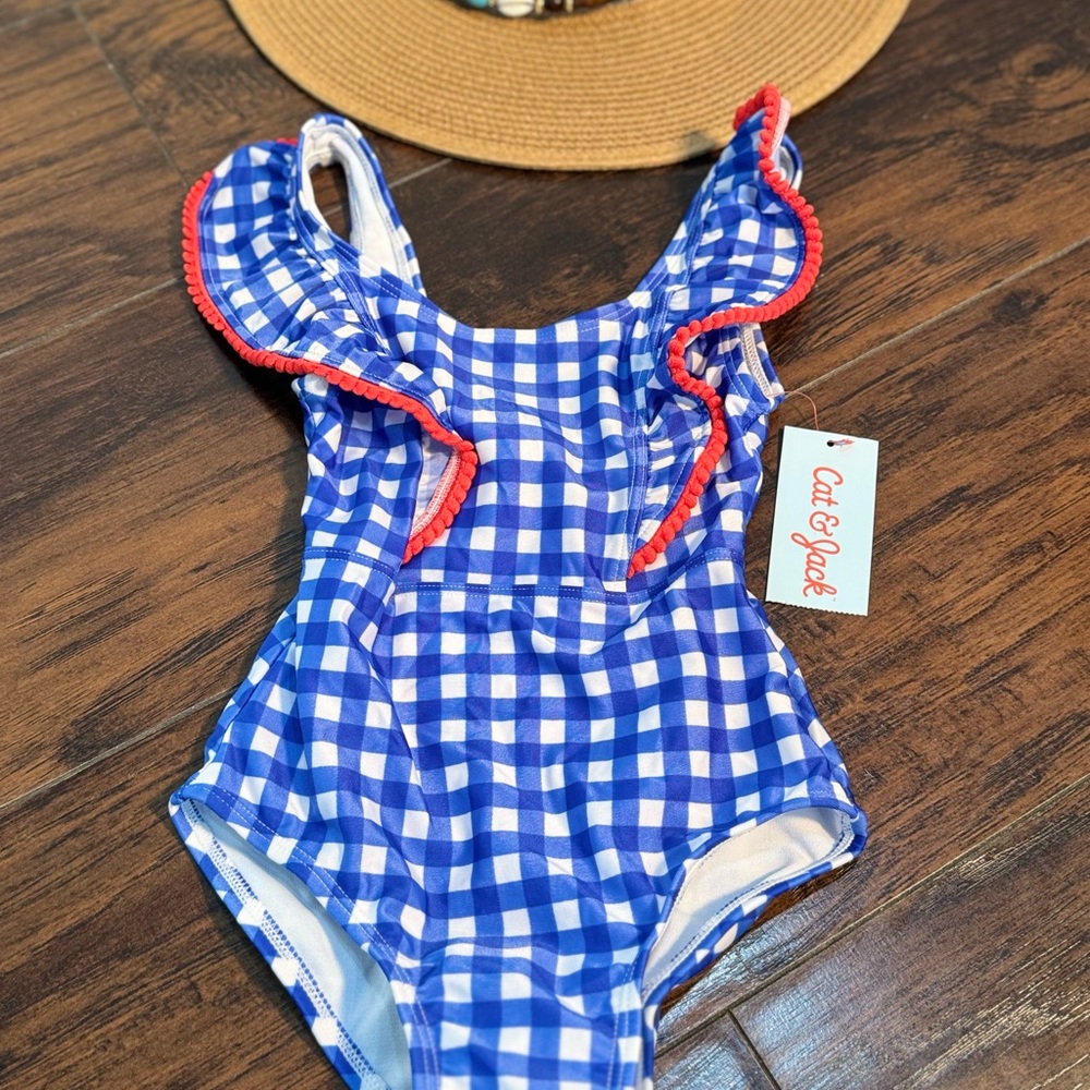 Cat & Jack Blue and Red One Piece Swimsuit